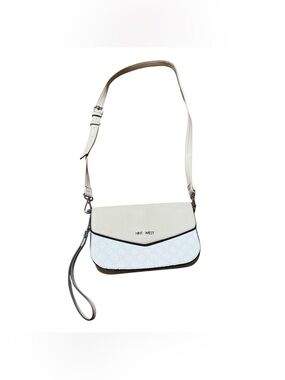 Nine West Bowie Mini Flap Crossbody Bag Purse White Cream Monogram
